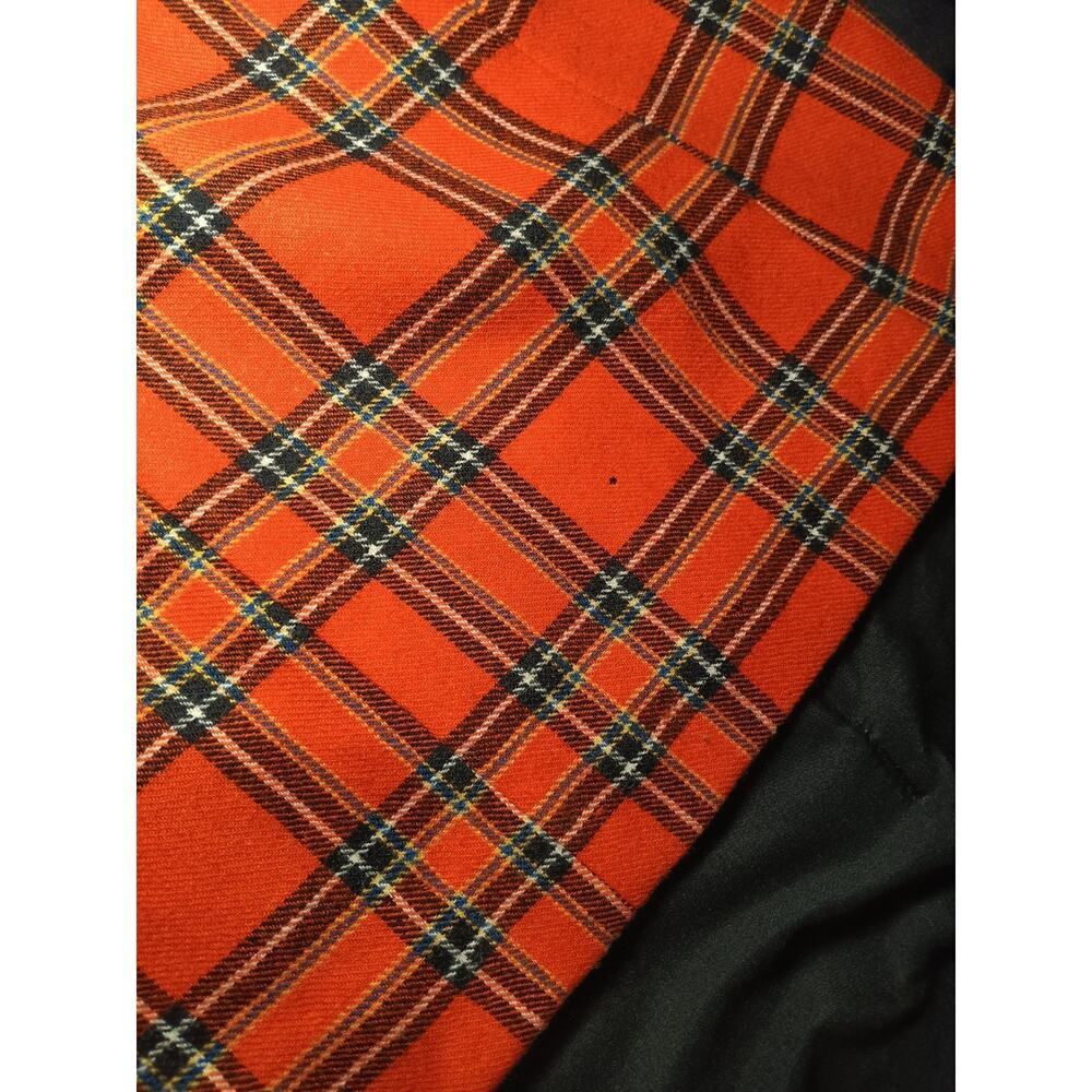 Vintage Plaid Virgin Wool Fringe Wrap Maxi Skirt Burnt Orange 6 Pendleton - Picture 5 of 9